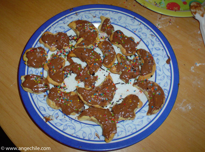 The results of kids cooking - The chocolate biscuits with sprinkles on top