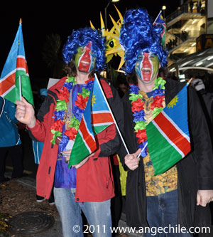 Hinchas de Namibia durante un partido de la Copa Mundial de Rugby