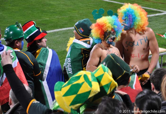 Hinchas de Sudáfrica durante el partido contra Namibia