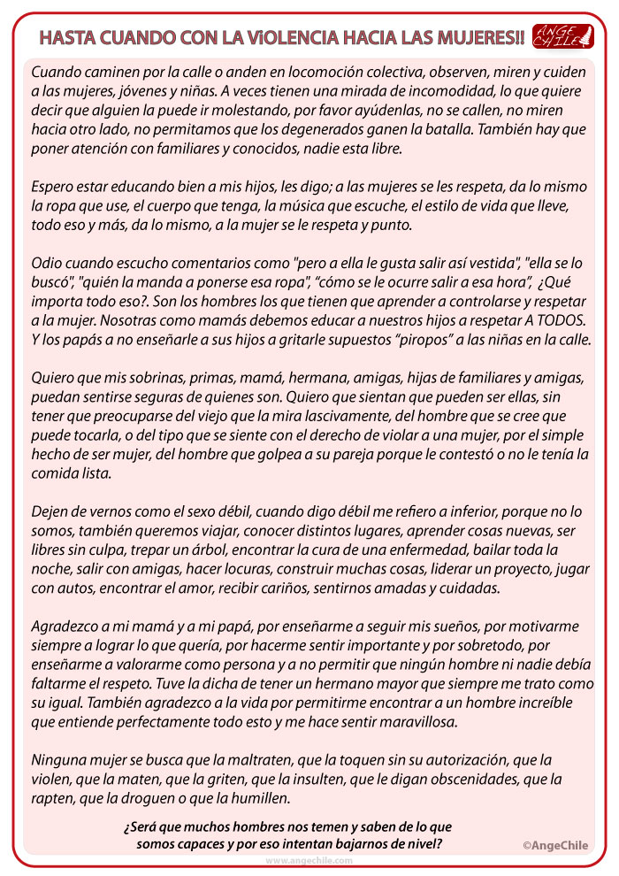 Tanta injusticia y violencia hacia las mujeres.