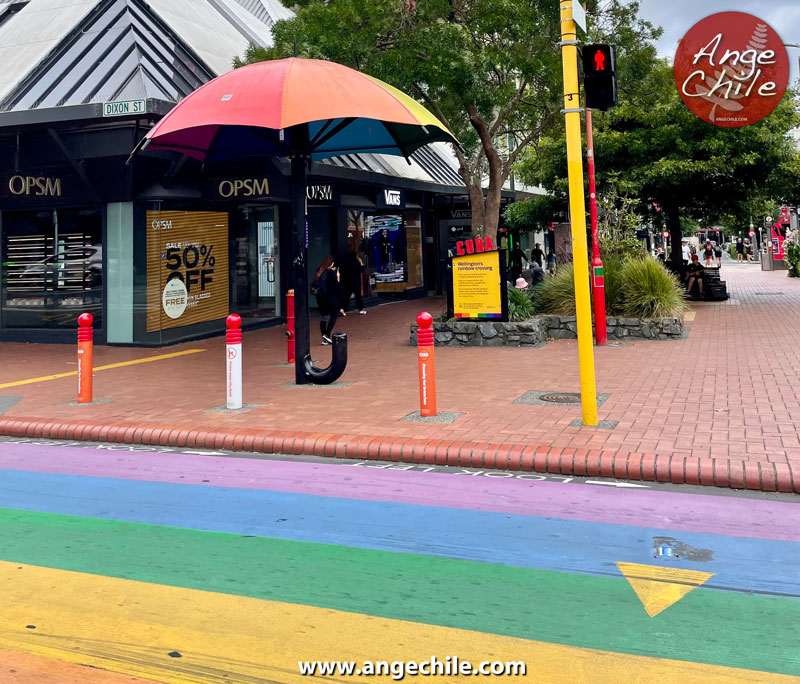 El cruce del arcoiris de Cuba Street en Wellington, Nueva Zelanda - Ange Chile de Viaje.